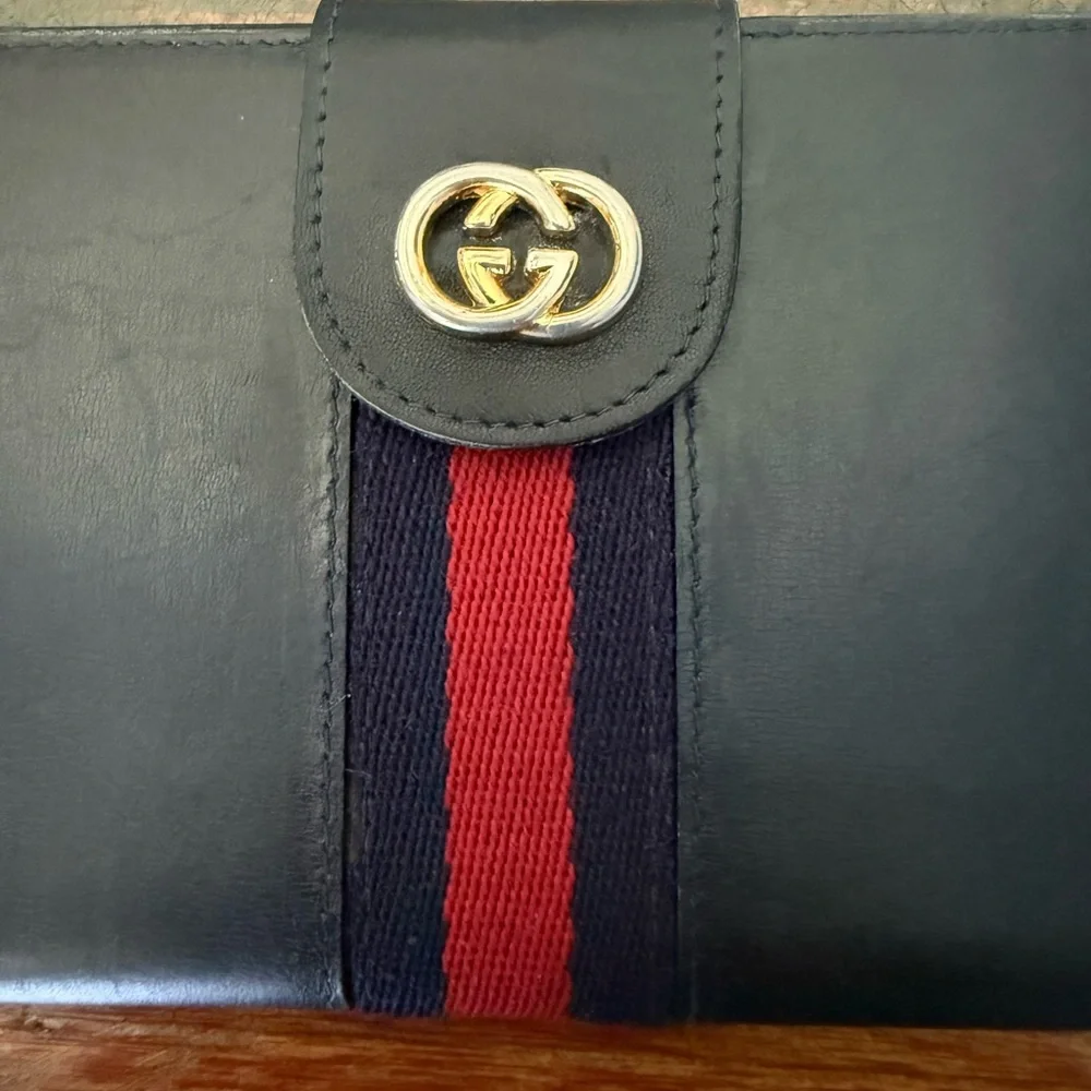 Rare Vintage Gucci Sherri Line Black Leather checkbook holder and wallet - Picture 4 of 9